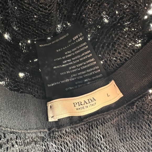 Prada Vintage Feather Crochet Bucket Hat L - Picture 2 of 6